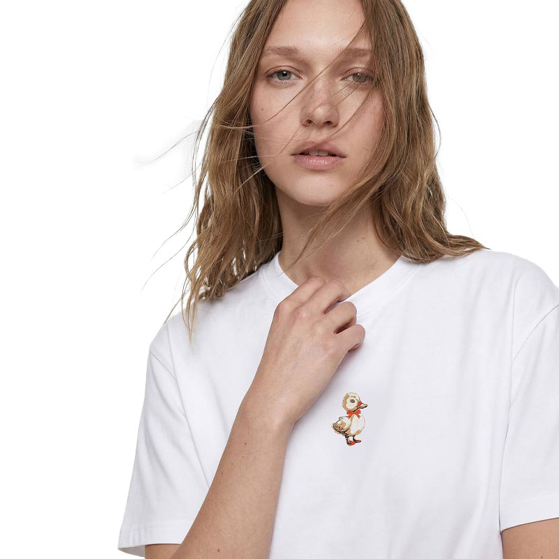 Koton Duck Embroidered Oversize Women’s T-Shirt – Ecru تیشرت زنانه اورسایز کرم با گلدوزی اردک کوتون - Image 1
