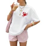 تیشرت زنانه لاريو سفید طرح خرچنگ - Image 2