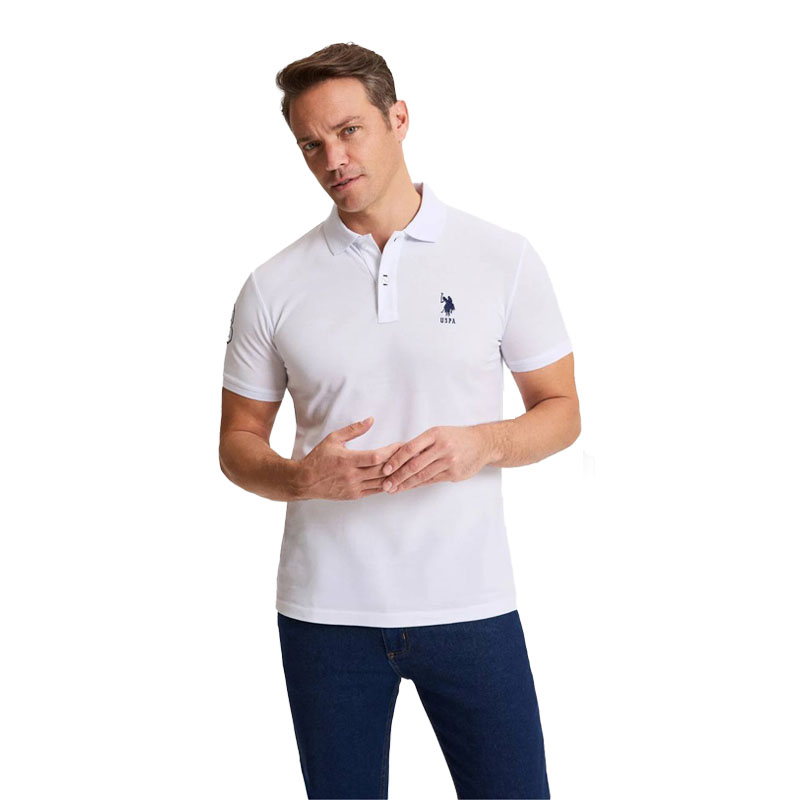 U.S. Polo Assn. Men’s White Slim Fit Basic Polo T-Shirt تیشرت یقهدار مردانه سفید اسلیم فیت یو.اس. پولو اسن - Image 1