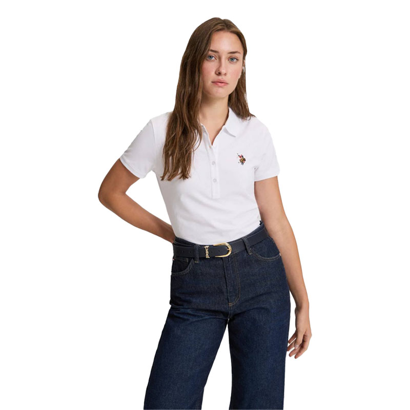U.S. Polo Assn. Women’s White Basic Polo Collar T-Shirt 50323575-VR013 تیشرت زنانه یقه پولو یو اس پولو سفید - Image 1