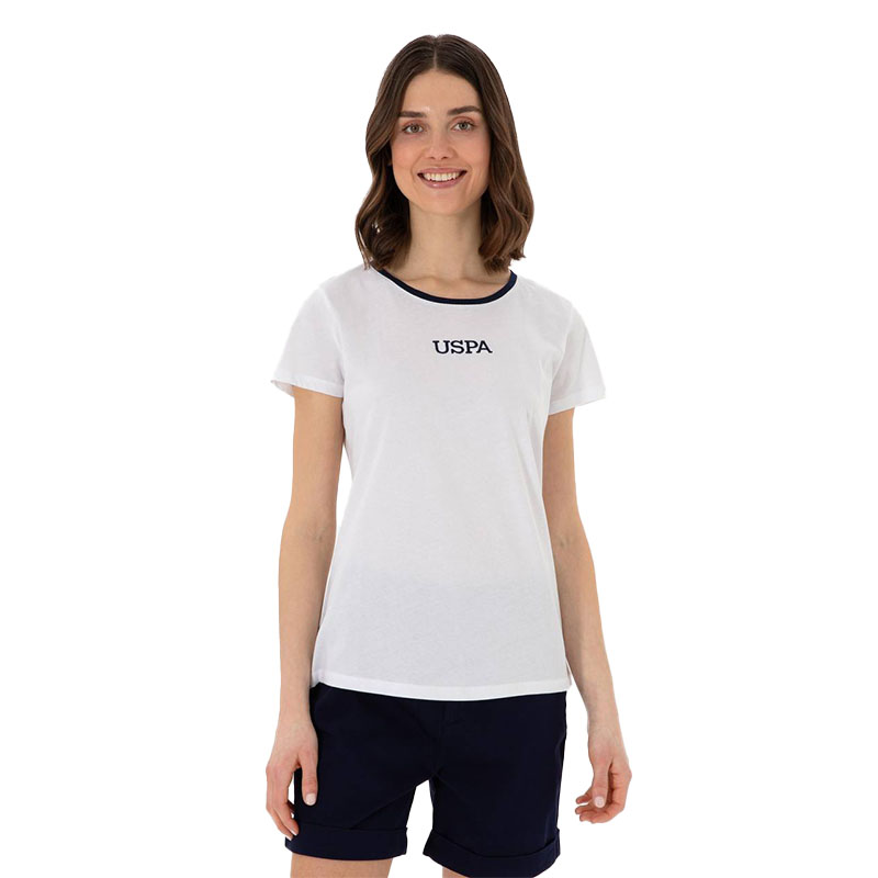 U.S. Polo Assn. Women’s White Crew Neck Slim Fit T-Shirt تیشرت زنانه یقه گرد سفید یو.اس. پولو اسن - Image 1