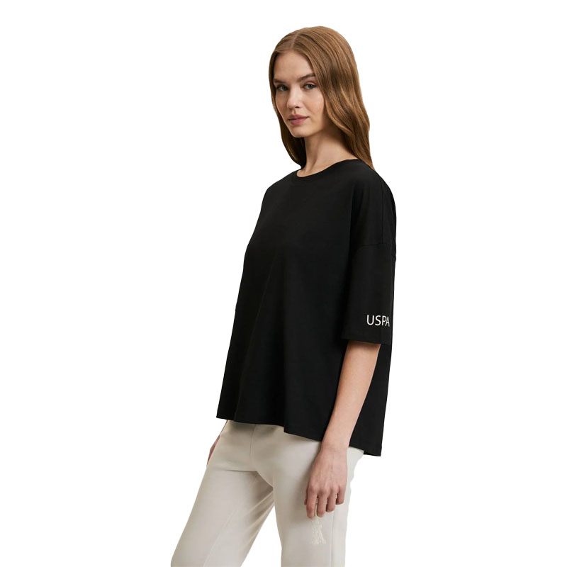 Women’s Black Crew Neck Oversize T-Shirt تیشرت زنانه یقه گرد مشکی یو اس پولو اسن - Image 1